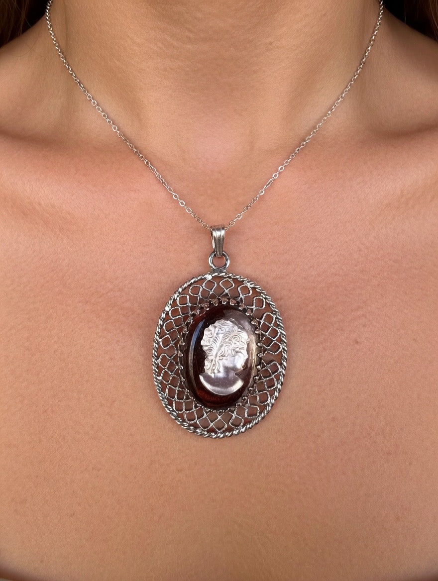 Cameo silver pendant