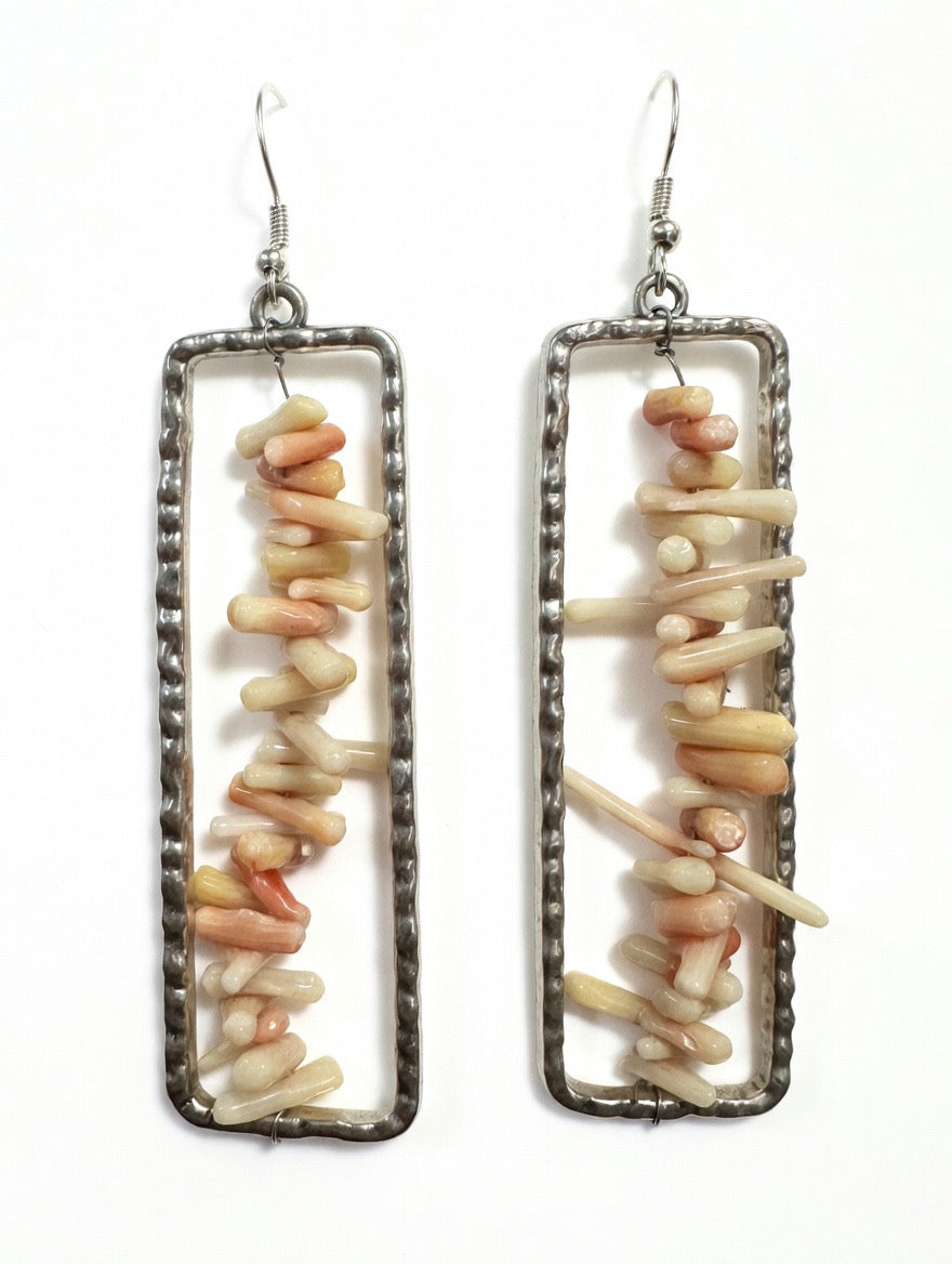 Silver earrings corals