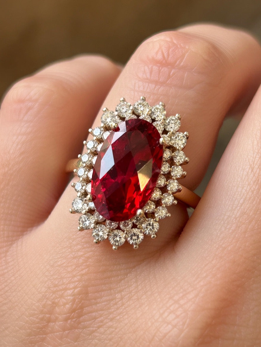 Red gemstone silver ring