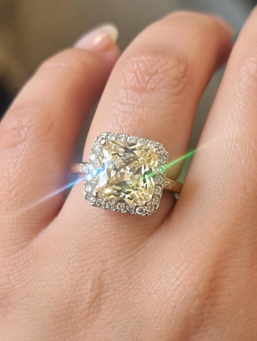 Yellow gemstone silver ring