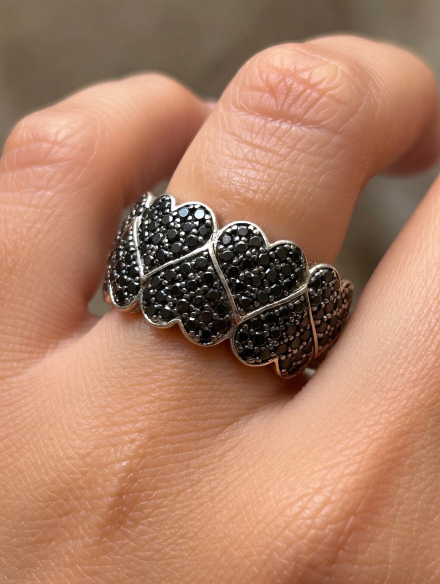 Hearts silver ring