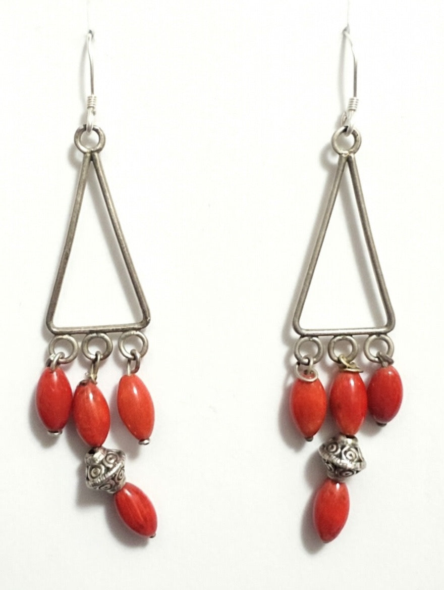 Silver earrings corals