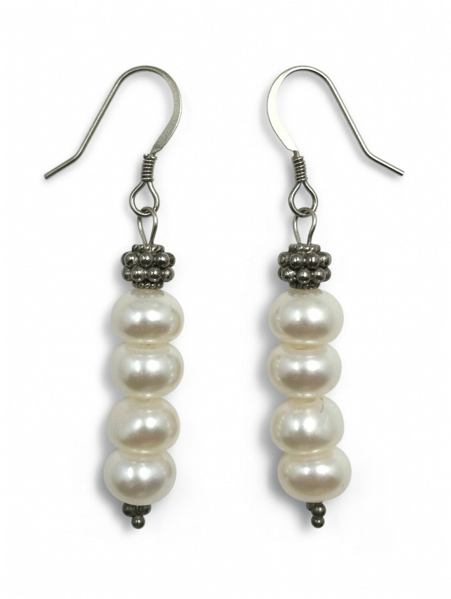 Silver Earrings Pearls