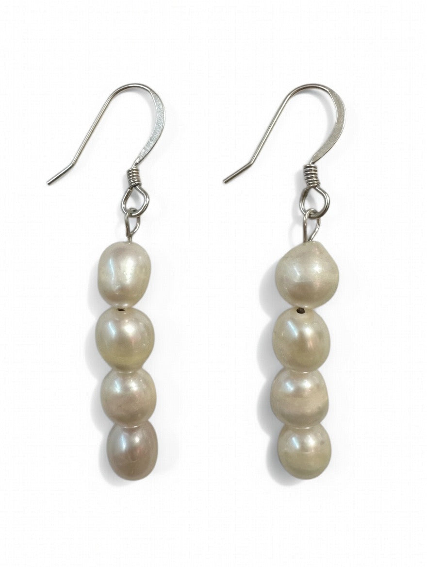 Silver earrings pearls