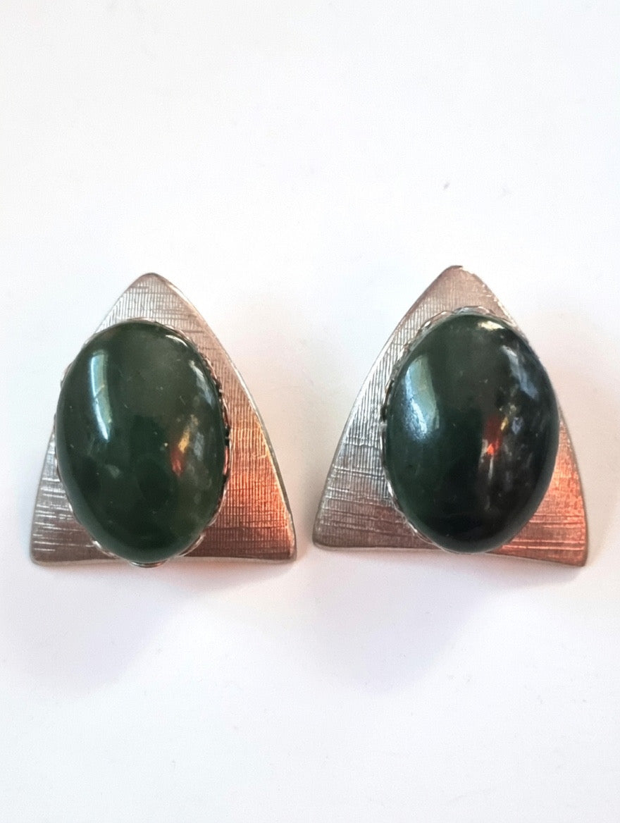 Vintage Silver earrings Jade