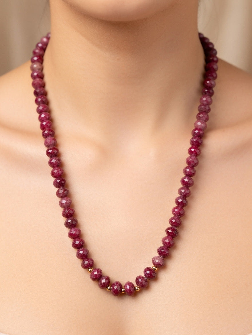 14k gold Necklace rubies