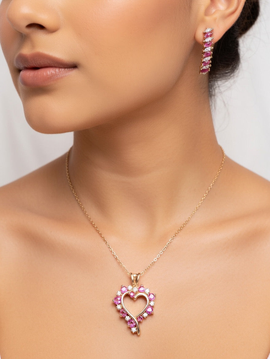 Gold jewelry set rubies