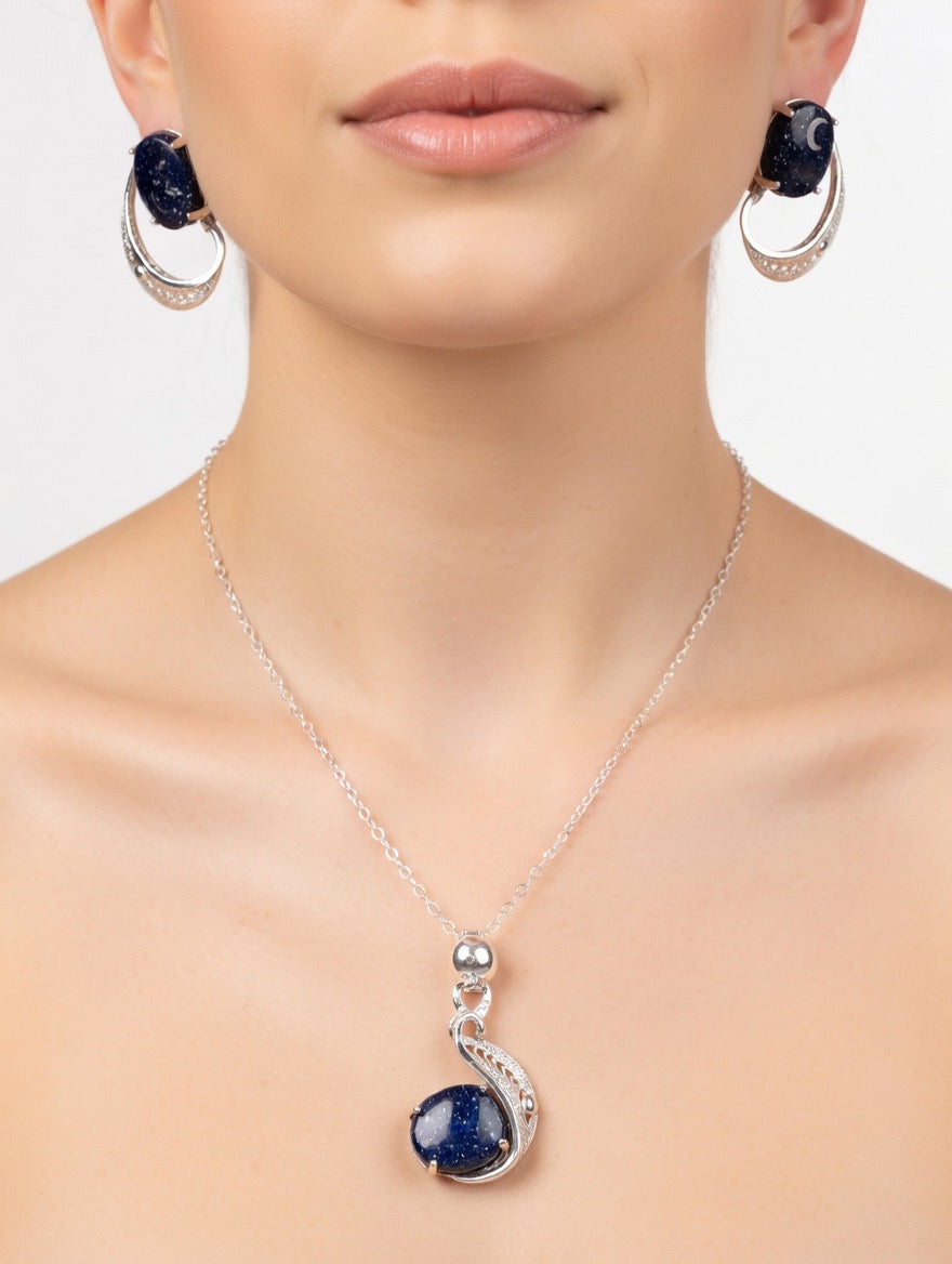 Silver Jewelry set blue sandstones