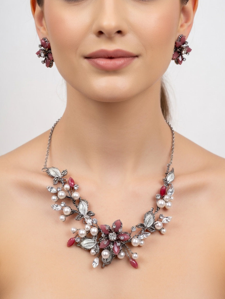 Jewelry set rubies Swarovski