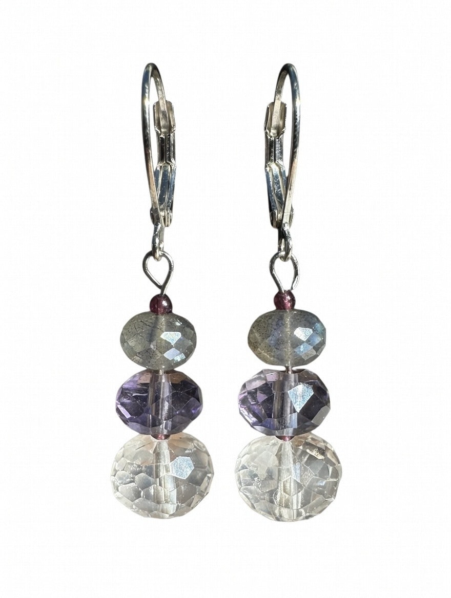 Dangling earrings (3 gemstones)